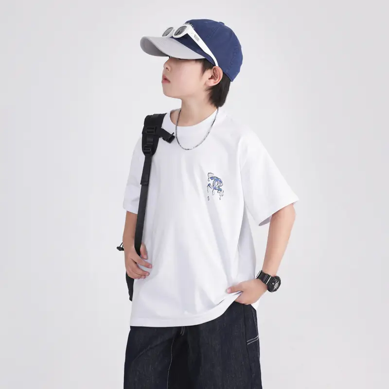 Boys White Korean Style Airflow T-Shirt 2026 - Image 3