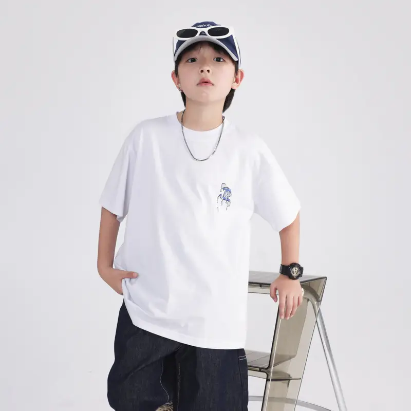 Boys White Korean Style Airflow T-Shirt 2026 - Image 4