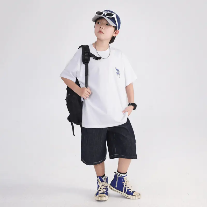 Boys White Korean Style Airflow T-Shirt 2026 - Image 5