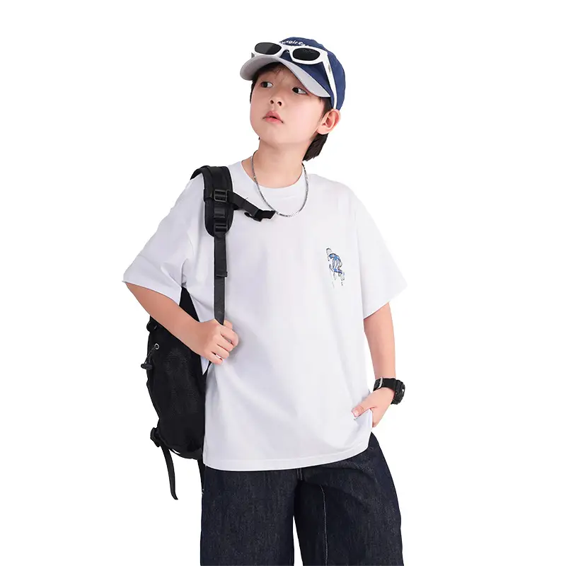 Boys White Korean Style Airflow T-Shirt 2026 - Image 6