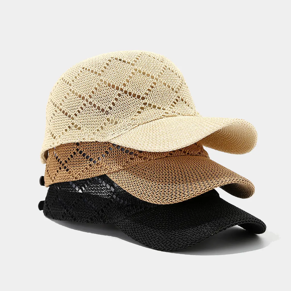 Women's Beige Mesh Sun Cap Summer Outdoor - Image 4