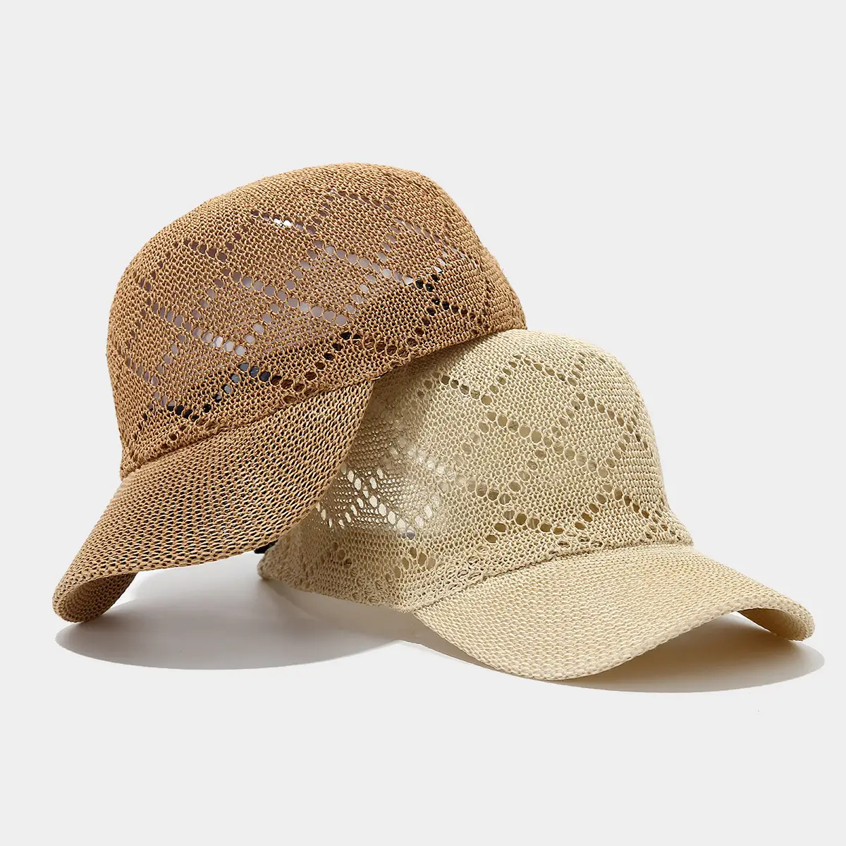 Women's Beige Mesh Sun Cap Summer Outdoor - Image 5