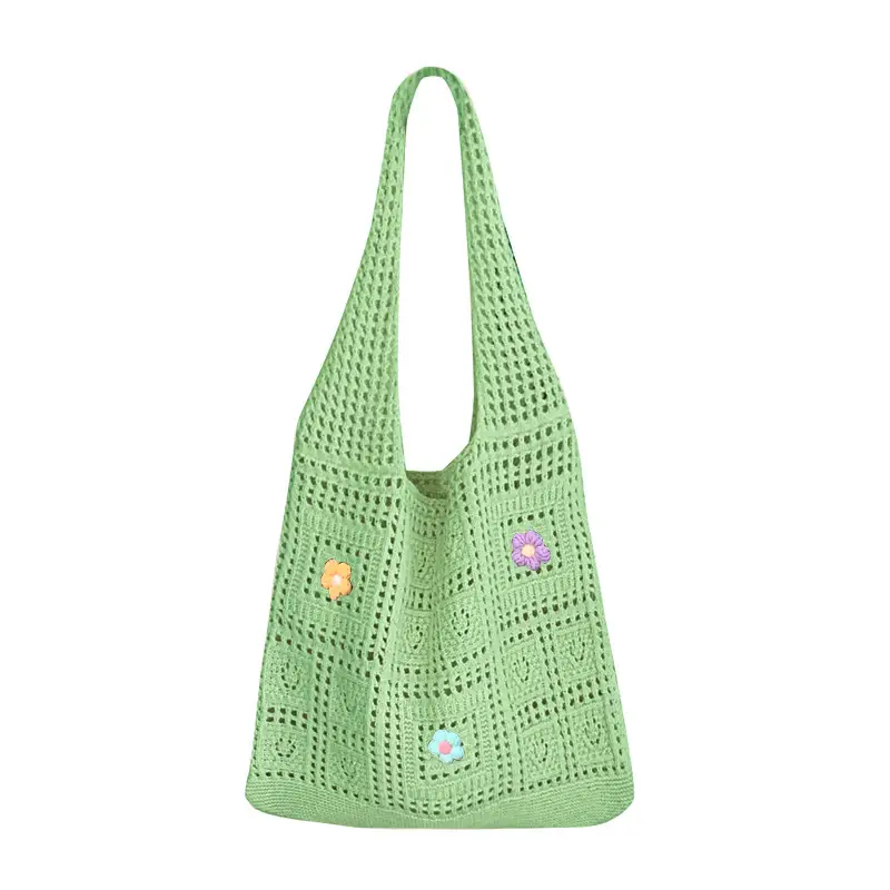 Red Flower Knitted Shoulder Bag for Women - Image 10