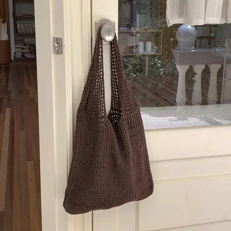 Red Flower Knitted Shoulder Bag for Women - Image 18
