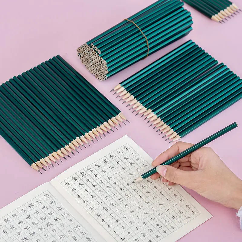Hexagonal Green Pencil Hb Daily Writing Primary School Students Writing and Drawing Stationery Kidsren's Sketch Drawing Pencil Wholesale