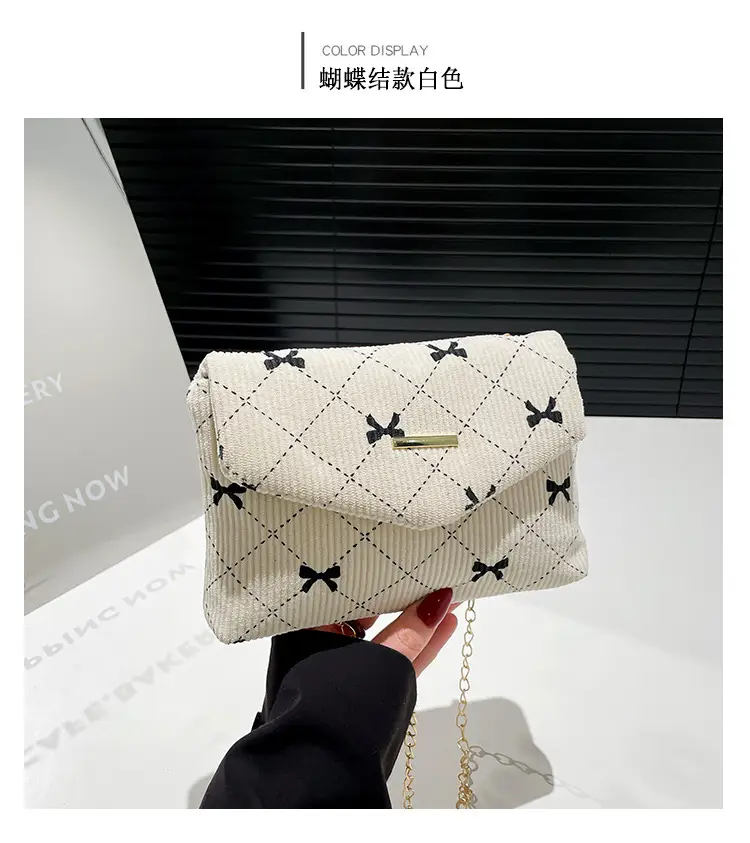 2025 New Bow Chain Corduroy Shoulder Bag — feature 11