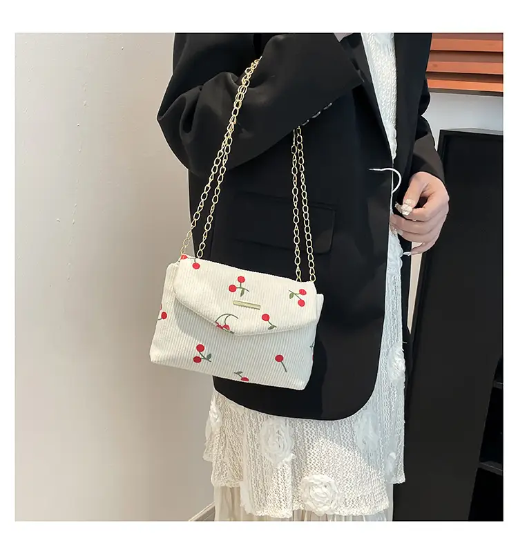 2025 New Bow Chain Corduroy Shoulder Bag — feature 32