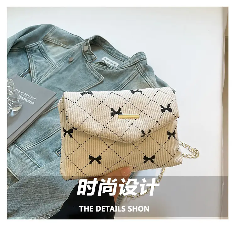 2025 New Bow Chain Corduroy Shoulder Bag — feature 4