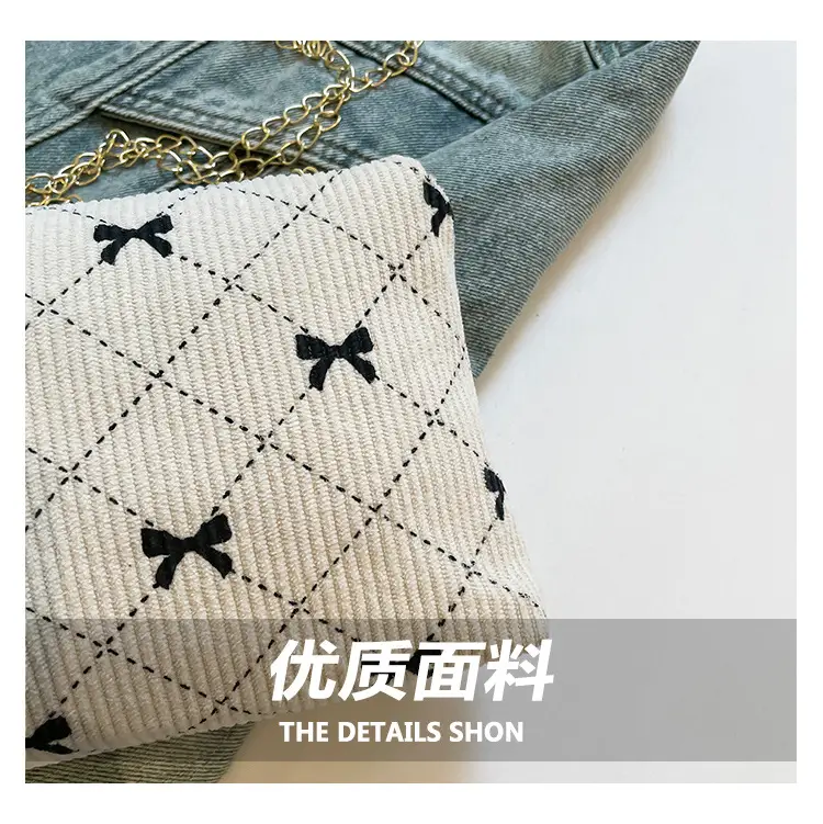 2025 New Bow Chain Corduroy Shoulder Bag — feature 6