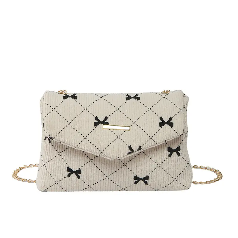 2025 New Bow Chain Corduroy Shoulder Bag - Image 2