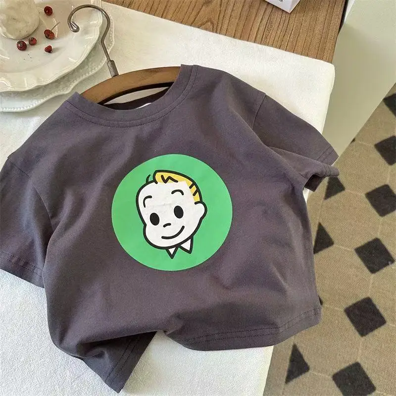 Blue Cartoon Cat T-Shirt for Girls Baby Cotton Summer Wear — feature 5