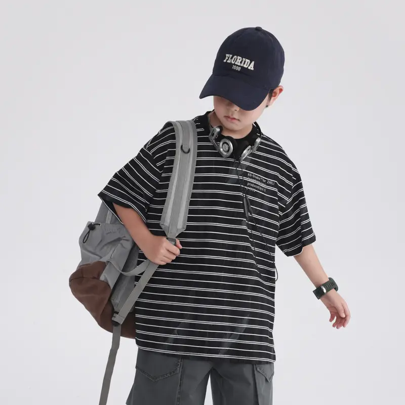 Boys Striped T-Shirt 2026 Summer Loose Fit - Image 3