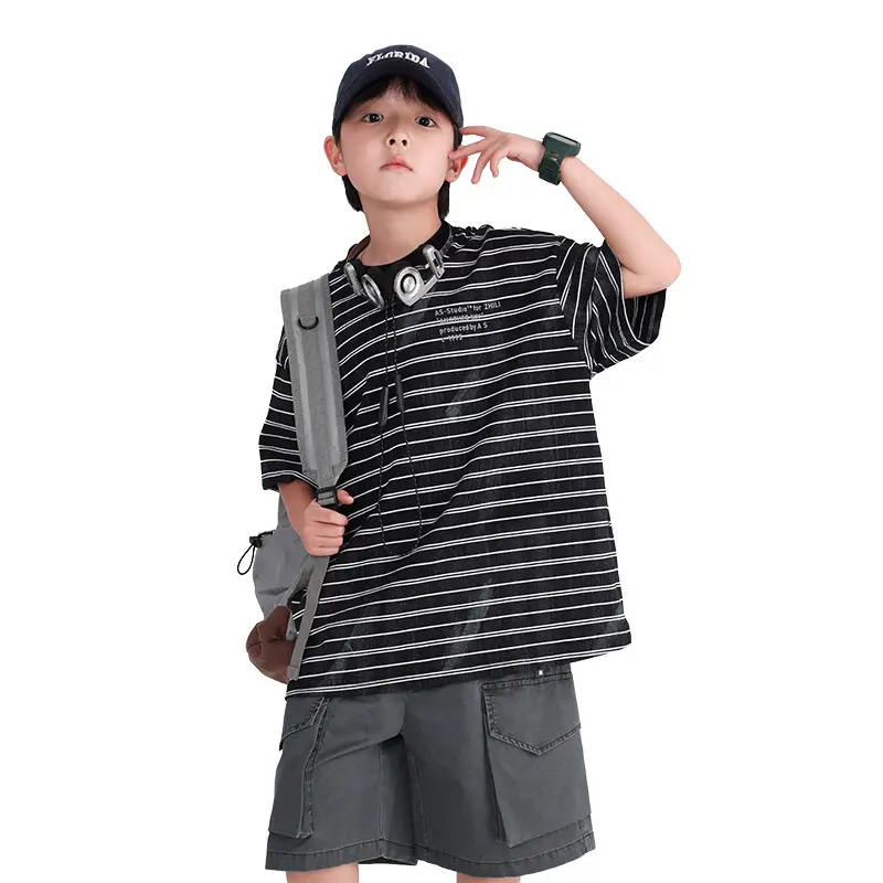 Boys Striped T-Shirt 2026 Summer Loose Fit - Image 7