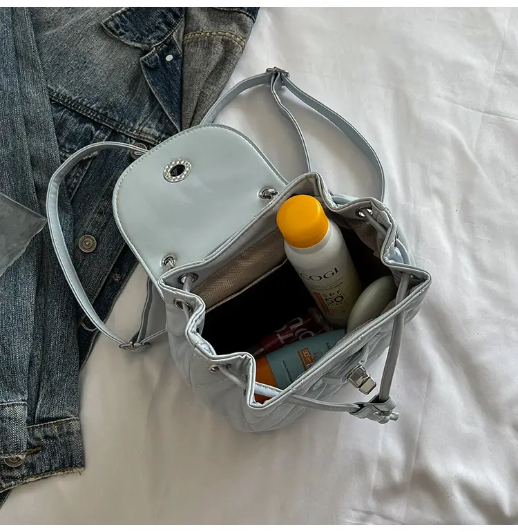 Silver Quilted Korean Style Backpack for Women — feature 10