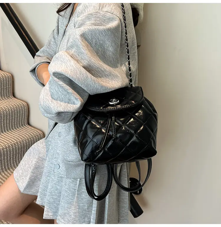 Silver Quilted Korean Style Backpack for Women — feature 11