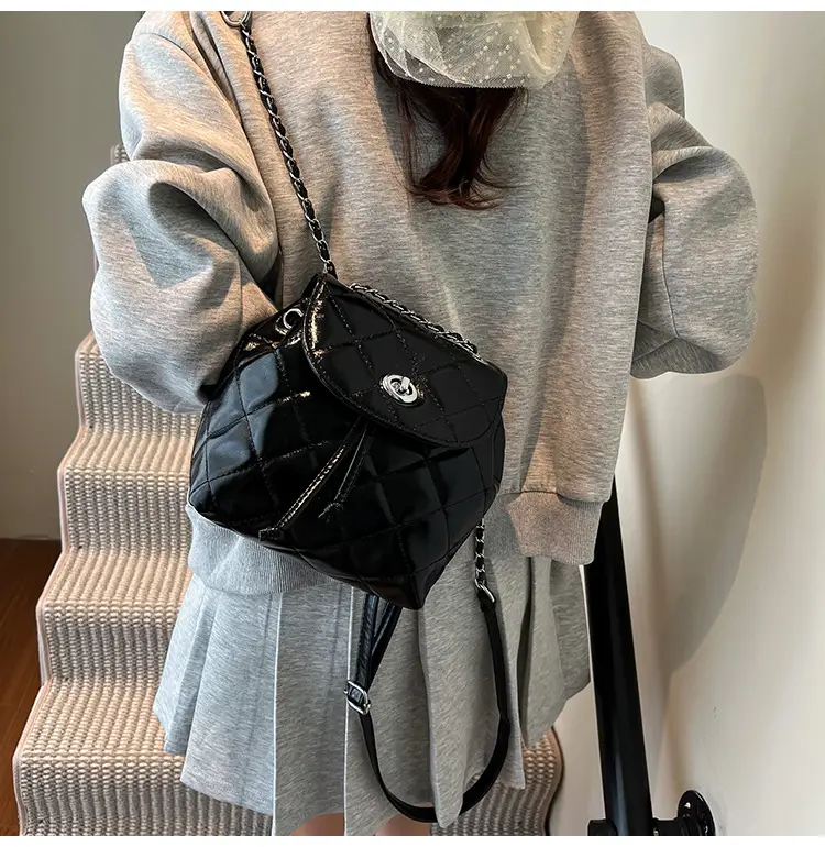 Silver Quilted Korean Style Backpack for Women — feature 13