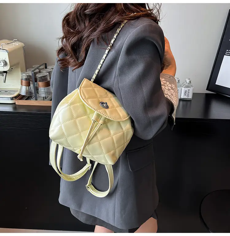 Silver Quilted Korean Style Backpack for Women — feature 19