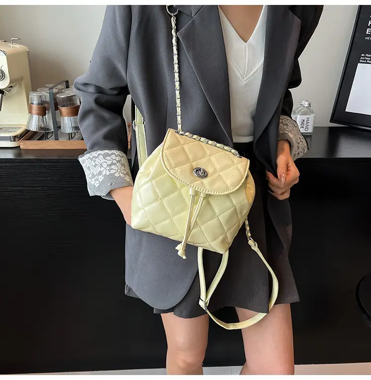 Silver Quilted Korean Style Backpack for Women — feature 20