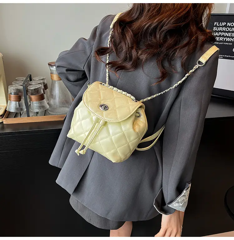 Silver Quilted Korean Style Backpack for Women — feature 21