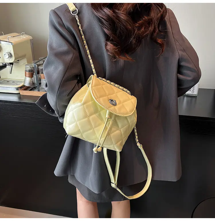 Silver Quilted Korean Style Backpack for Women — feature 22