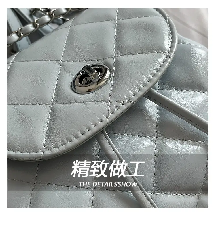 Silver Quilted Korean Style Backpack for Women — feature 7