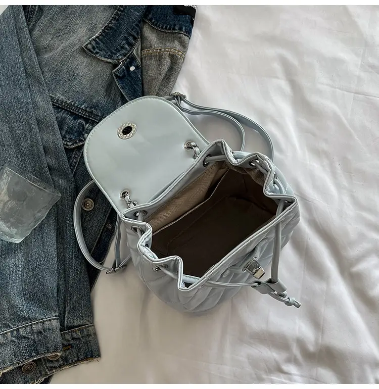 Silver Quilted Korean Style Backpack for Women — feature 8