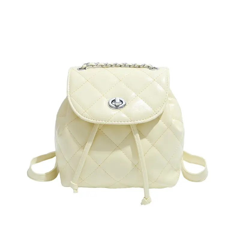 Silver Quilted Korean Style Backpack for Women - Image 2