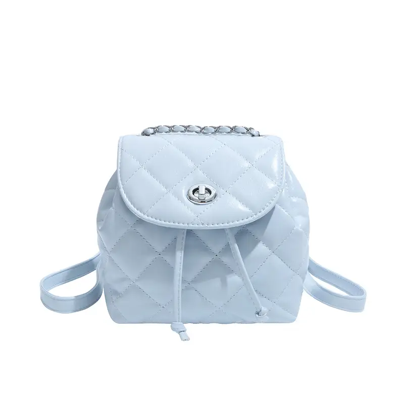 Silver Quilted Korean Style Backpack for Women - Image 3