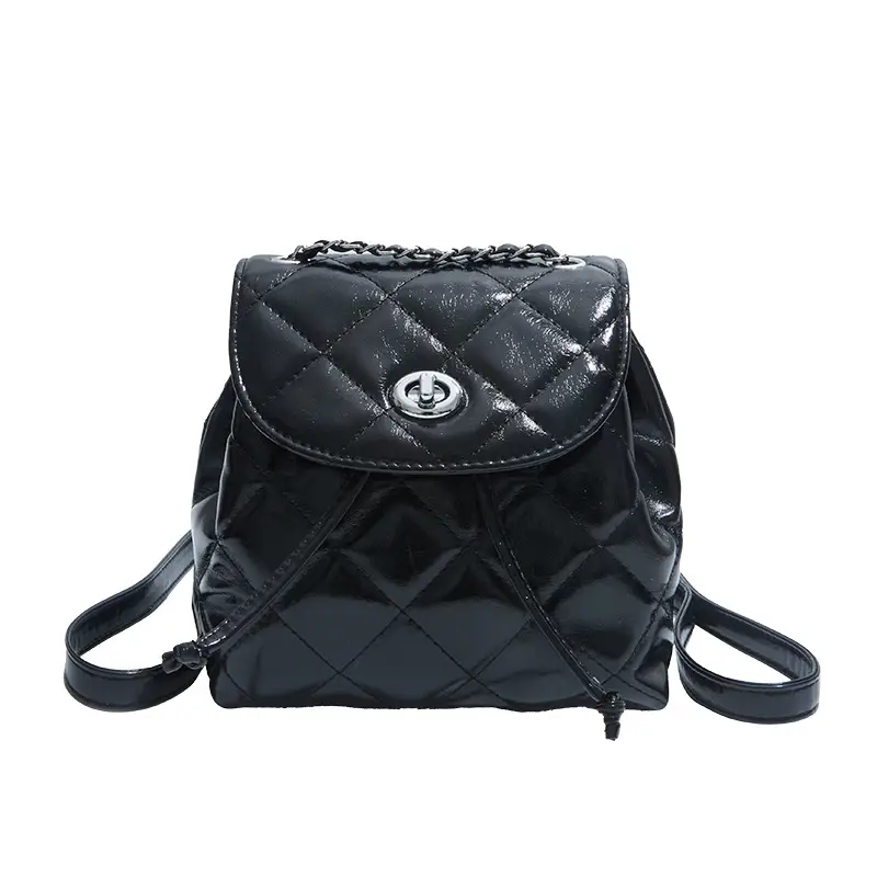 Silver Quilted Korean Style Backpack for Women - Image 4