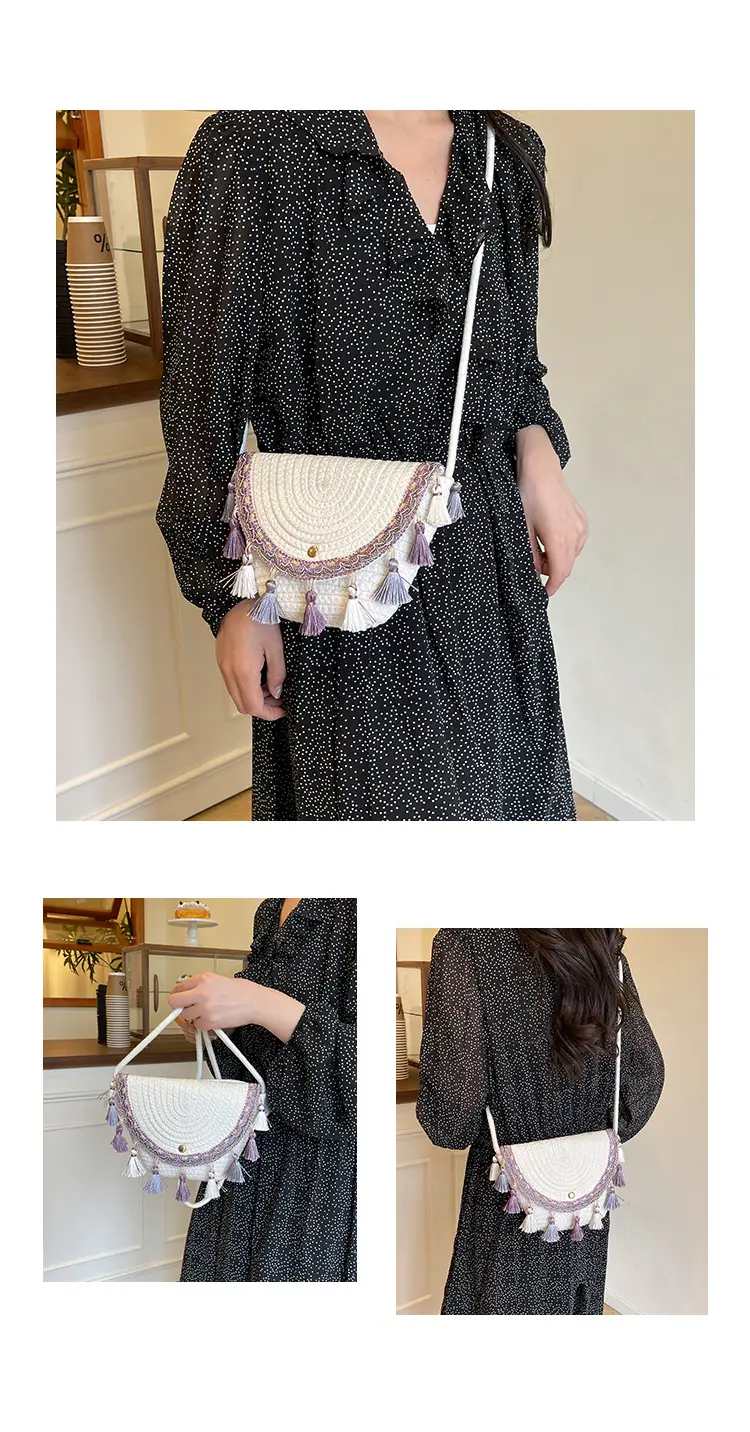 Women's 2025 Straw Shoulder Bag with Tassels — feature 22