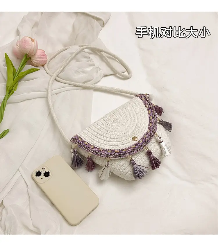 Women's 2025 Straw Shoulder Bag with Tassels — feature 5