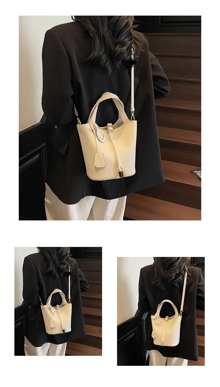 Women's 2-Piece PU Leather Shoulder Satchel Bags Cream Gold — feature 11
