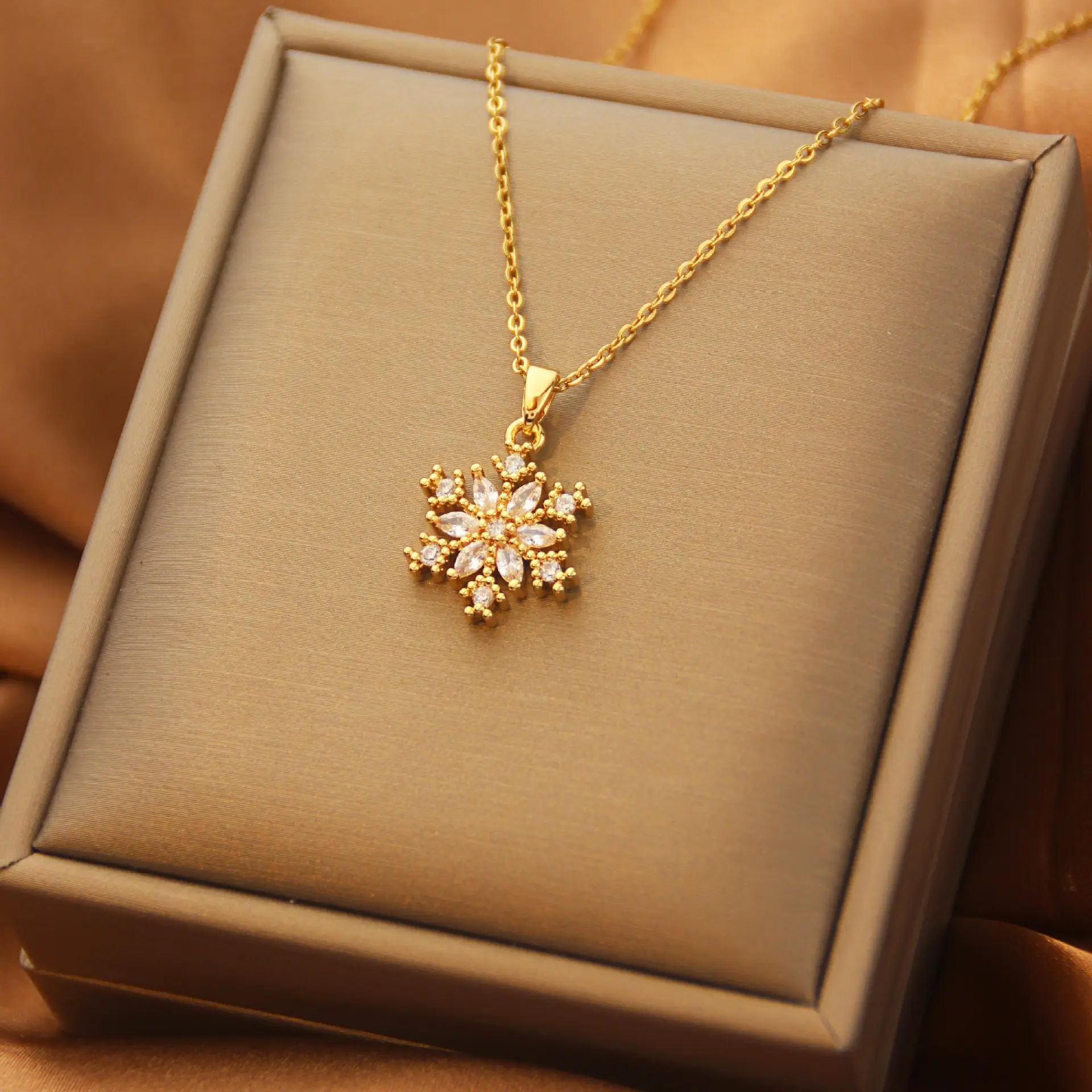 Titanium Necklace Star Red Crystal High End Fashion