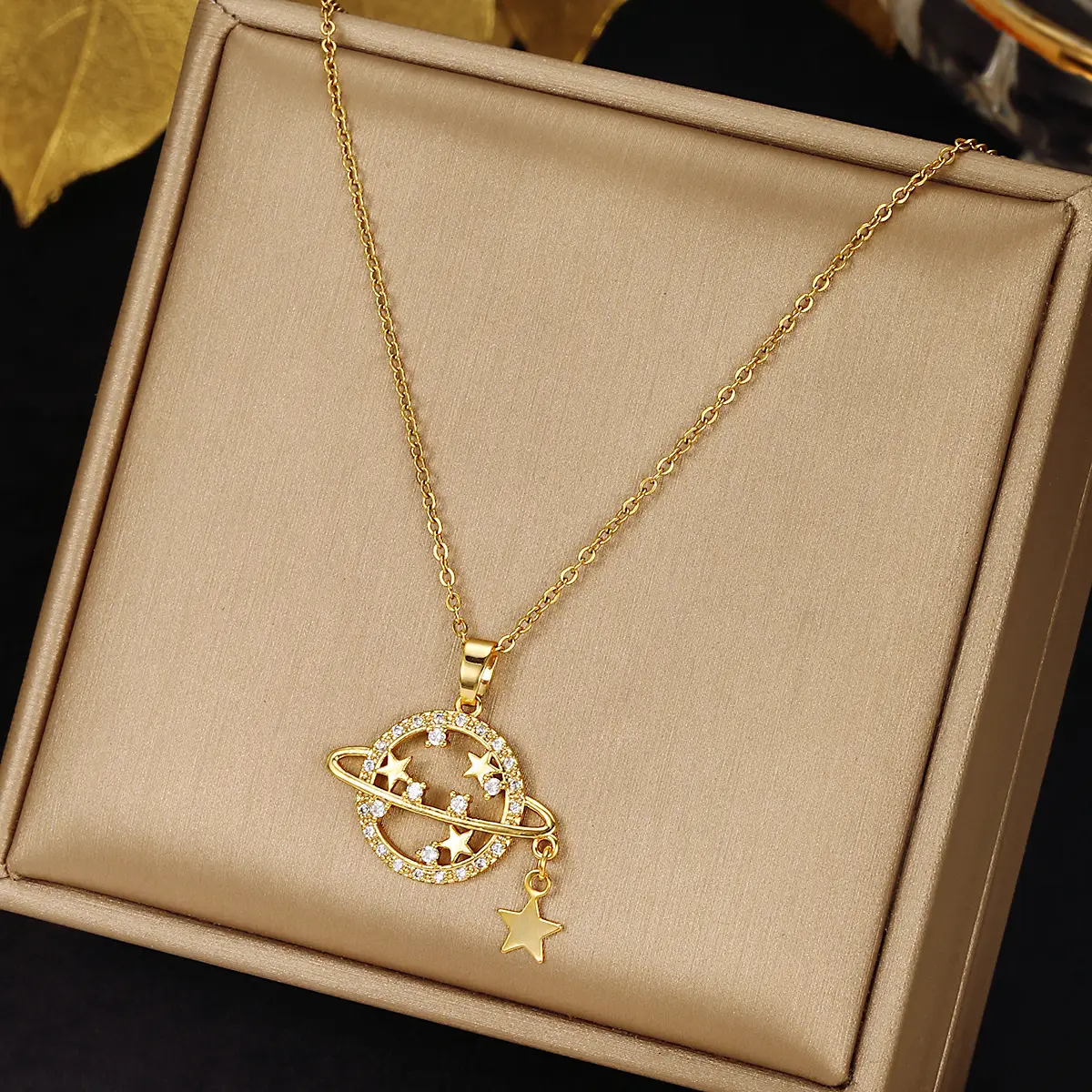 Titanium Necklace Star Red Crystal High End Fashion