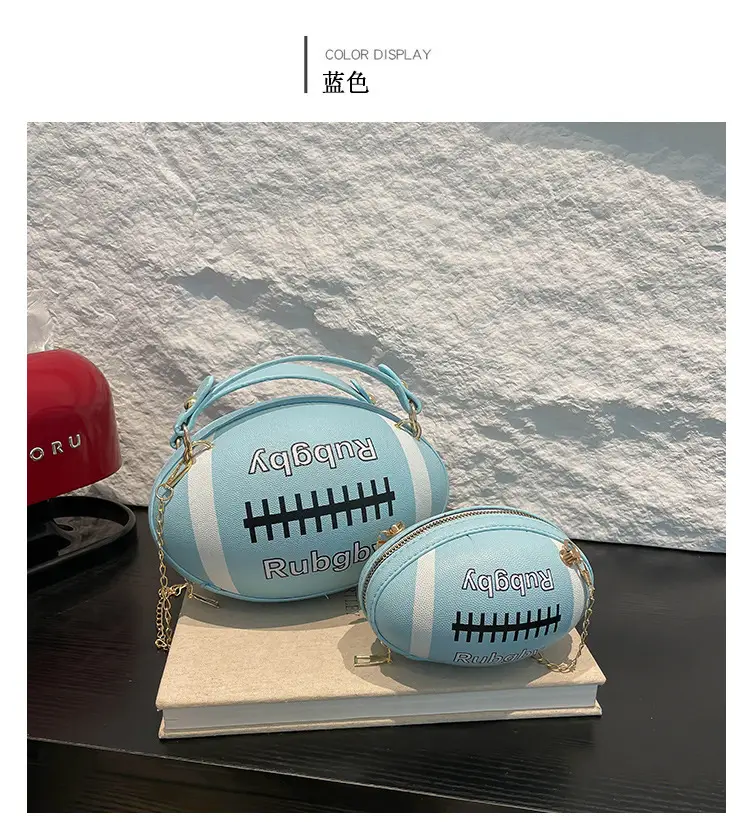 Rugby Patch Bag Set for Women Blue Retro Fashion — feature 17