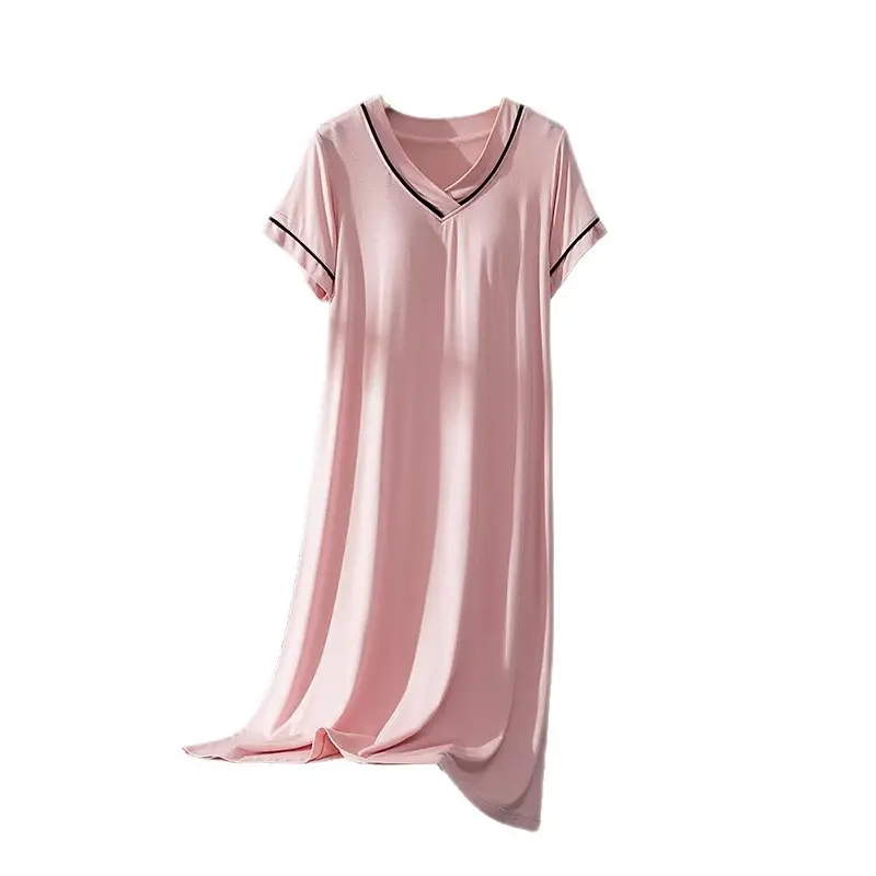 Modal Short-Sleeved Nightgown for Women, Summer Thin Style with Chest Pad, Dress, 2026 New Maternity Pajamas, Loungewear