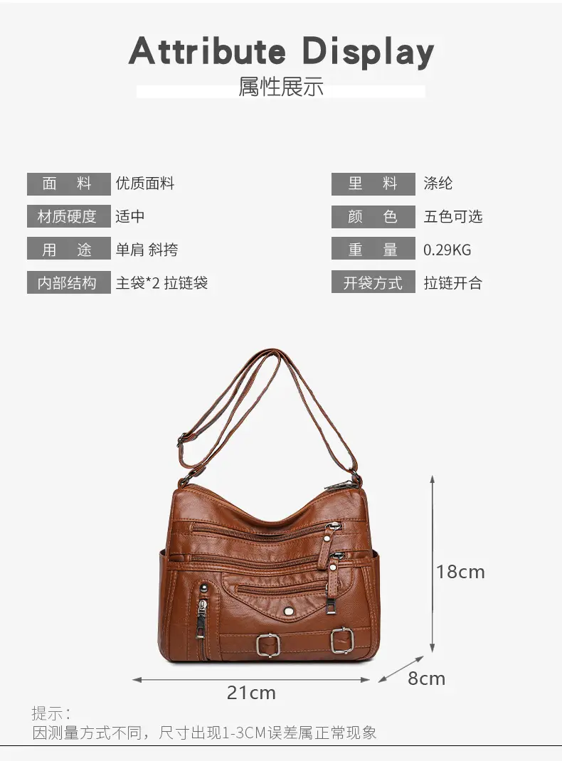 Women Crossbody Bag Black Leather 2025 Elegant Multi-Pocket — feature 4