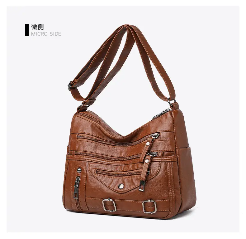 Women Crossbody Bag Black Leather 2025 Elegant Multi-Pocket — feature 7
