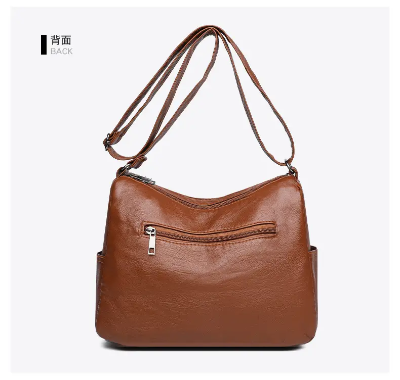 Women Crossbody Bag Black Leather 2025 Elegant Multi-Pocket — feature 9