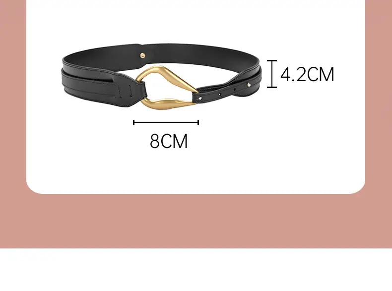 Black Elastic Wide Waist Belt for Dress & Casual Wear — feature 3