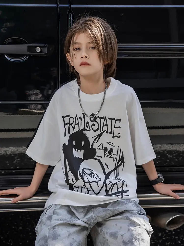 2026 Summer Ghost Boys T-Shirt Panda Round Short Sleeve - Image 3