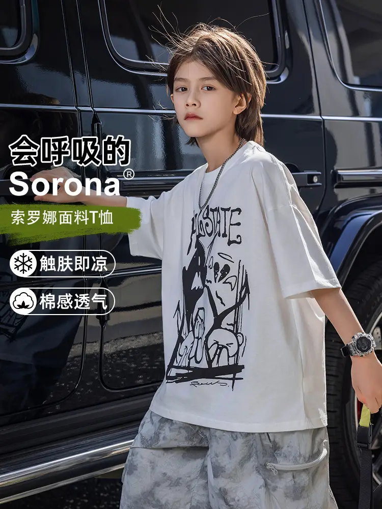 2026 Summer Ghost Boys T-Shirt Panda Round Short Sleeve - Image 4