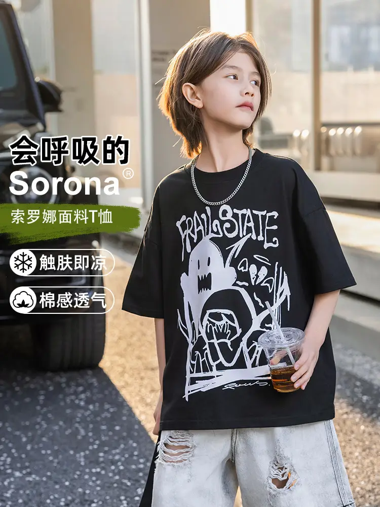 2026 Summer Ghost Boys T-Shirt Panda Round Short Sleeve - Image 6