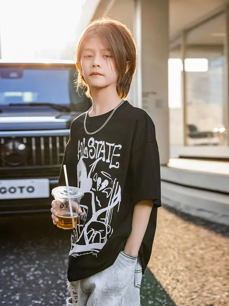 2026 Summer Ghost Boys T-Shirt Panda Round Short Sleeve - Image 7
