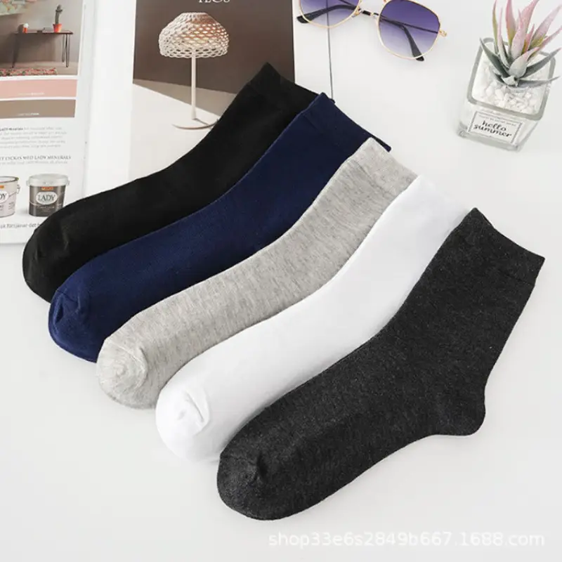 Zhuji Socks Men's Four Seasons Black and White Gray Boat Socks Shallow Mouth Men's Socks Breathable Deodorant Mid-Tube Socks Disposable Socks Wholesale