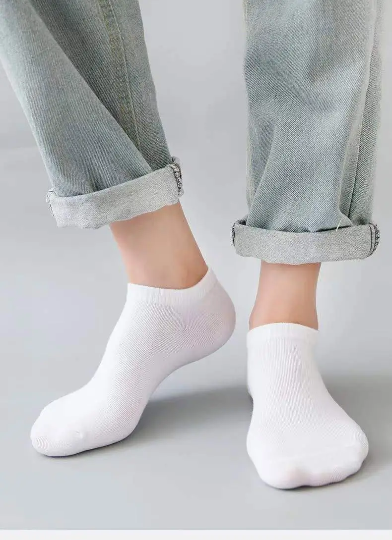 Zhuji Socks Men's Four Seasons Black and White Gray Boat Socks Shallow Mouth Men's Socks Breathable Deodorant Mid-Tube Socks Disposable Socks Wholesale — feature 10