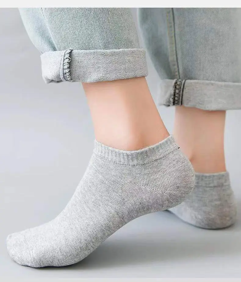 Zhuji Socks Men's Four Seasons Black and White Gray Boat Socks Shallow Mouth Men's Socks Breathable Deodorant Mid-Tube Socks Disposable Socks Wholesale — feature 14