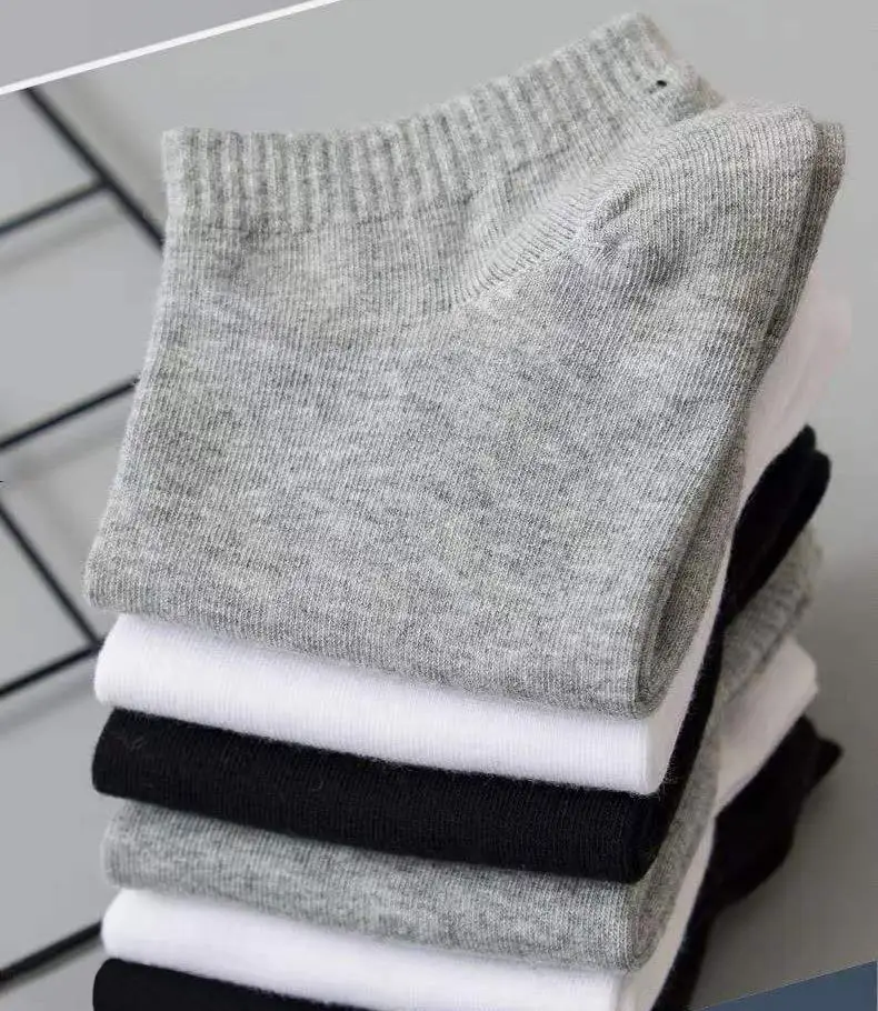 Zhuji Socks Men's Four Seasons Black and White Gray Boat Socks Shallow Mouth Men's Socks Breathable Deodorant Mid-Tube Socks Disposable Socks Wholesale — feature 6