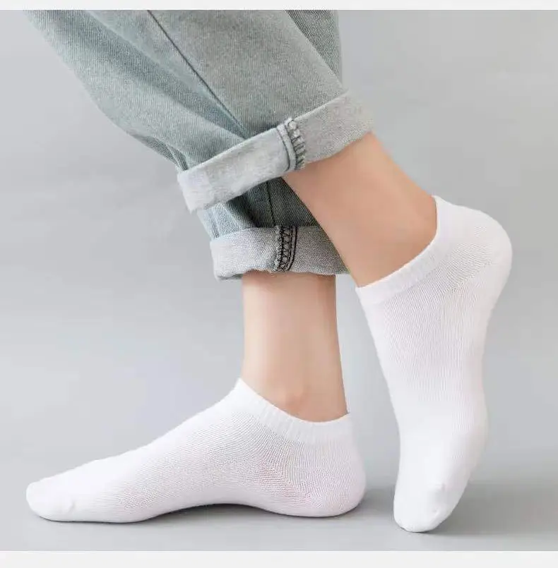Zhuji Socks Men's Four Seasons Black and White Gray Boat Socks Shallow Mouth Men's Socks Breathable Deodorant Mid-Tube Socks Disposable Socks Wholesale