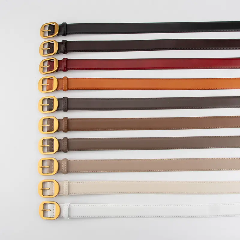 Women's Black Genuine Leather Belt with Gold Buckle - Image 12